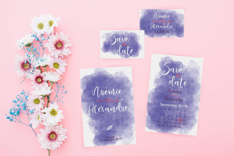 Save the date thème aquarelle