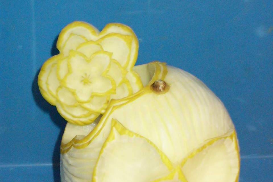 Fleur sur melon jaune