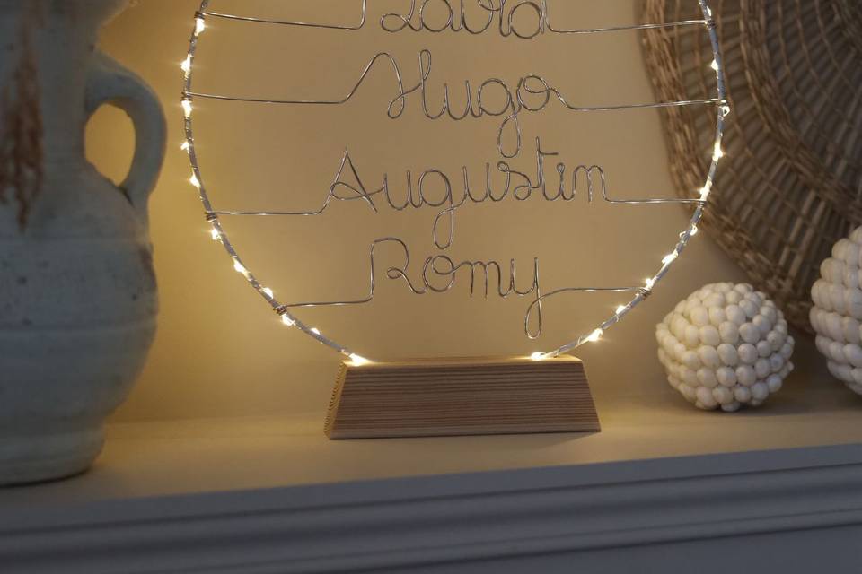 Cercle lumineux prénoms