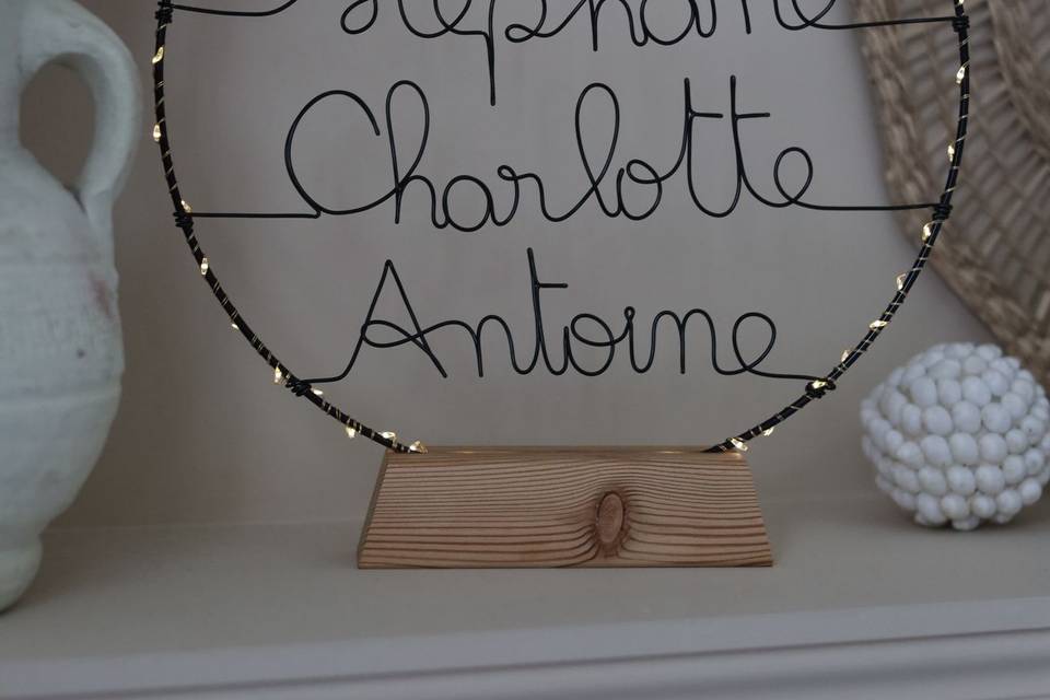 Cercle lumineux prénoms