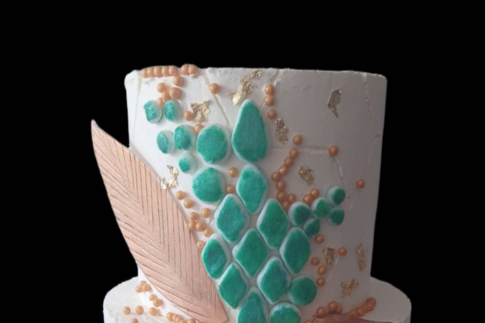 Wedding cake vert et or