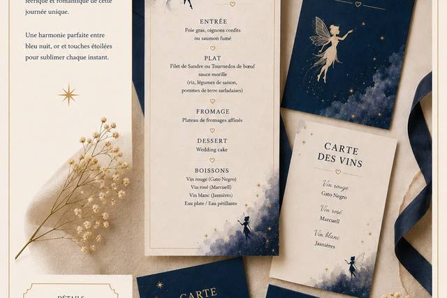 Diverses menus, marque-places