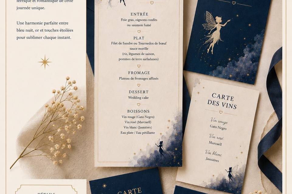 Diverses menus, marque-places