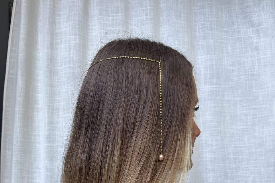 Plaqué or 18k et perles rosées
