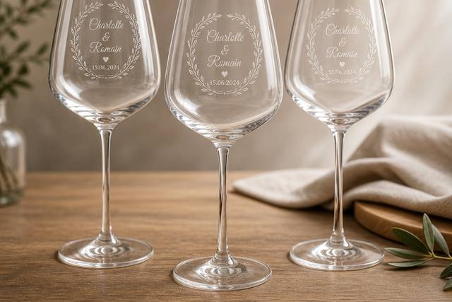 Verres à vin mariage