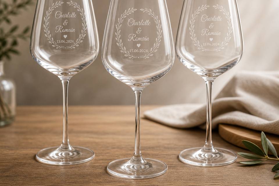 Verres à vin mariage