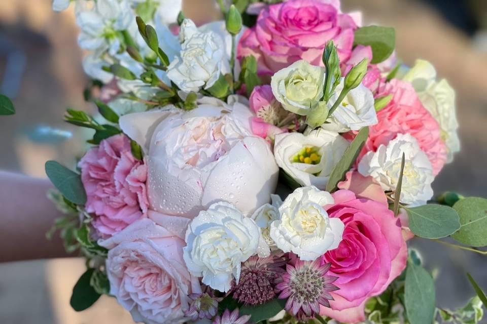 Bouquet mariée blanc et rose