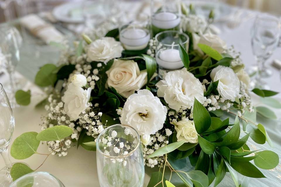 Bouquet table avec photophores