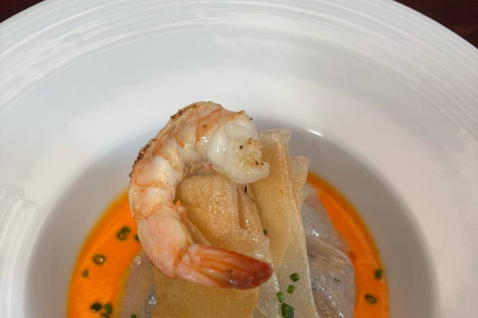 Aumonière de gambas et moules