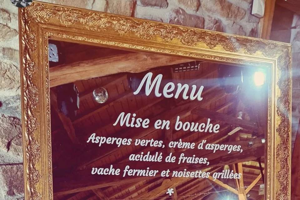 Menu sur miroir