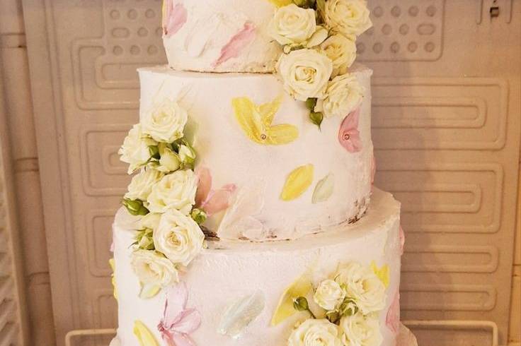 Nude cake fleuri