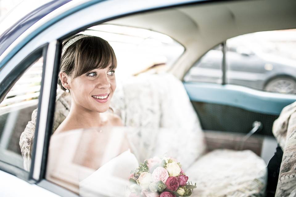 Bride in the car