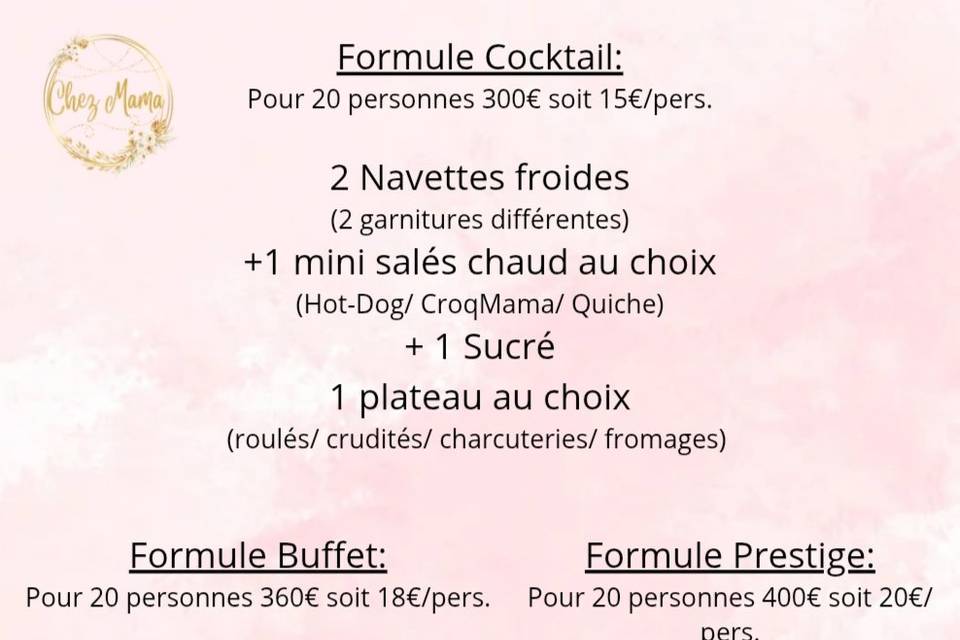 Menu buffet mignardise