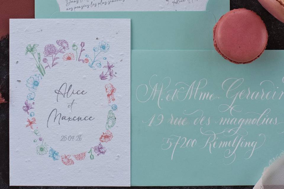 Flatlay papeterie de mariage