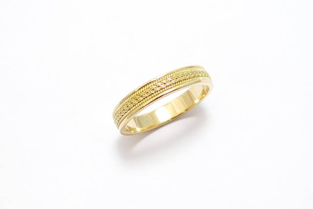 Alliance homme tressage en or