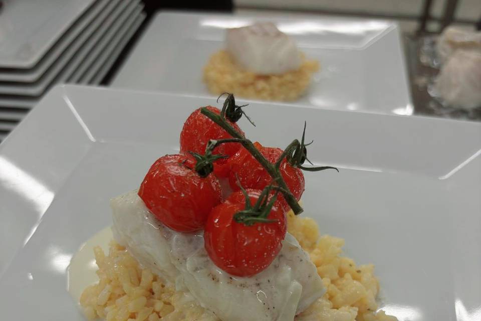 Cabillaud, risotto tomates