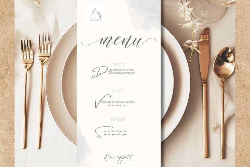 Le menu d'Anne et Dylan