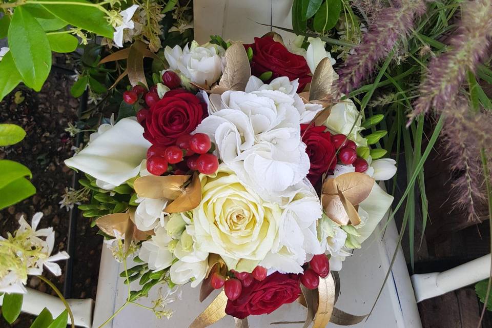 Bouquet de mariée rouge blanc