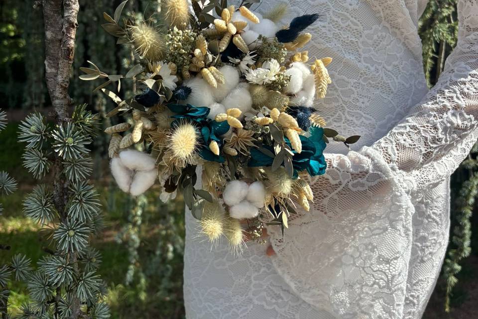 Bouquet de mariée bleu