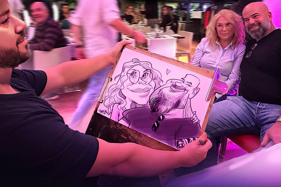 Caricature duo sur papier