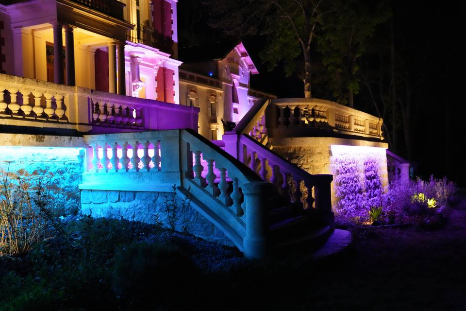 Escalier eclairage multicolore