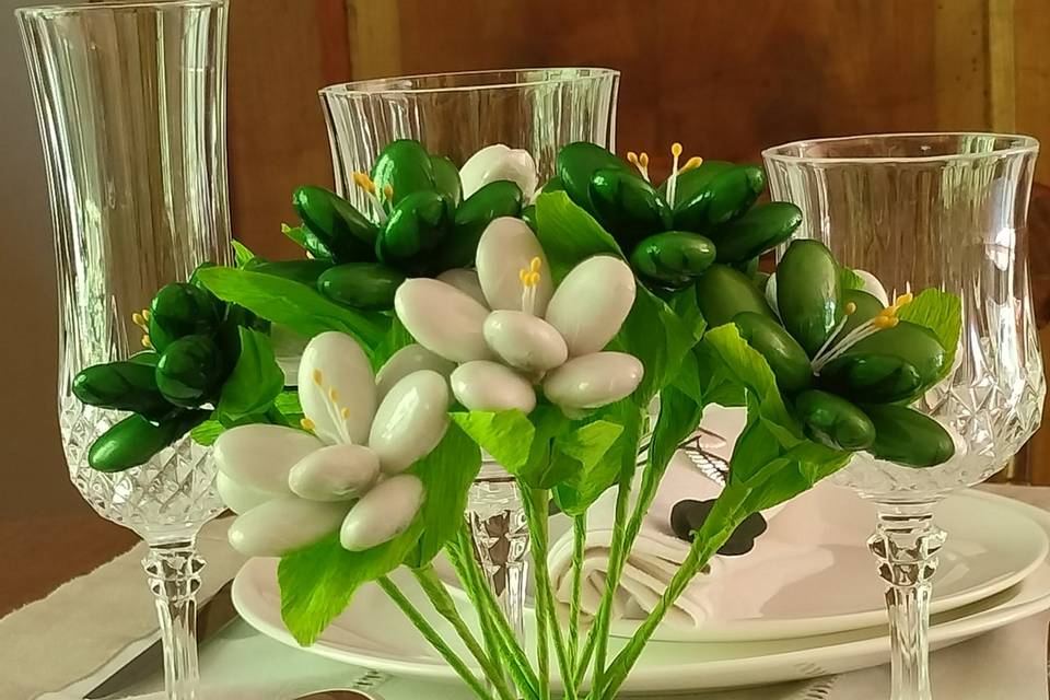 Mariage frésias vert et blanc
