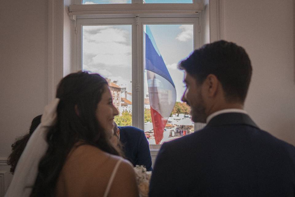 French flag amidst love.