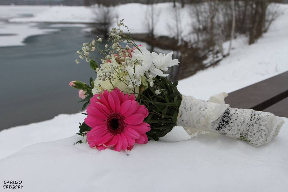 Entre fleurs et lac gelé