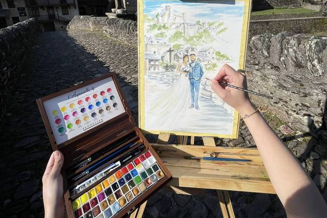 Peinture des mariés en live