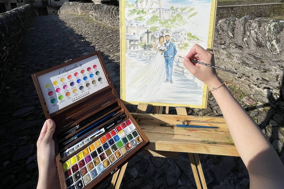 Peinture des mariés en live