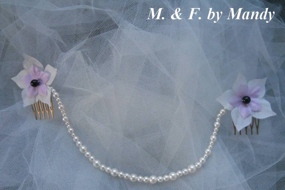 Bijou de tête soie & perles