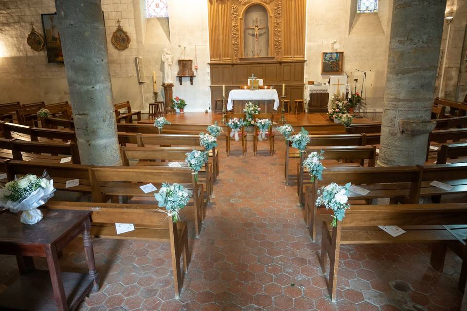 Décoration banc d’église