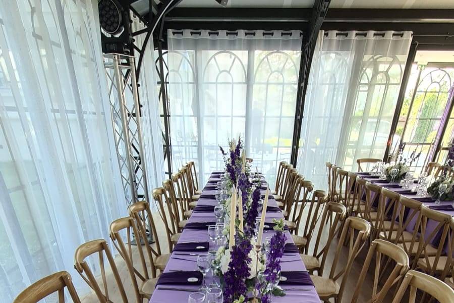 Table mariage violet parme