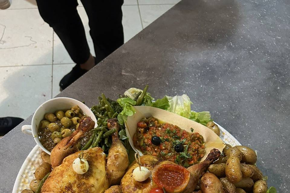 Poulets aux olives avec accomp