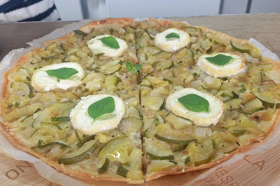 Tarte courgette chèvre basilic