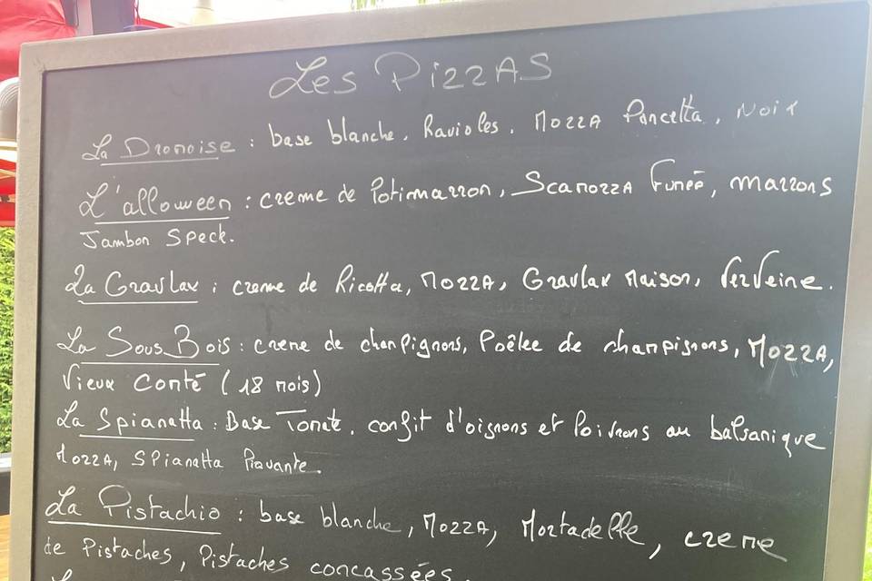 Les pizzas à l’ardoise