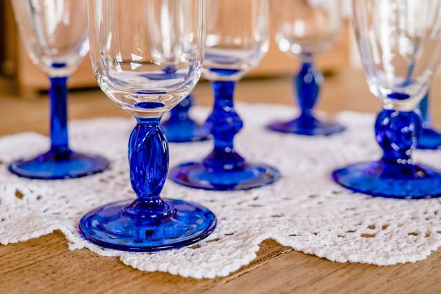 Flûtes à champagne pied bleu
