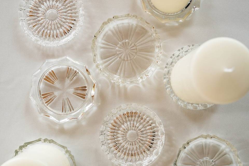 Plateau à bougie sous verre