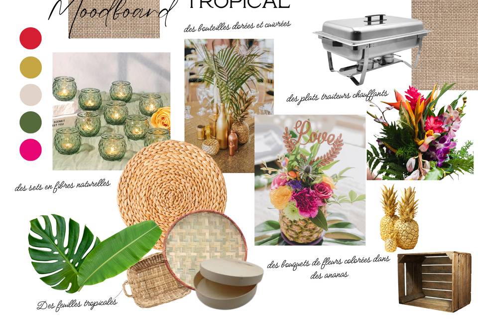 Planche déco tropical chic