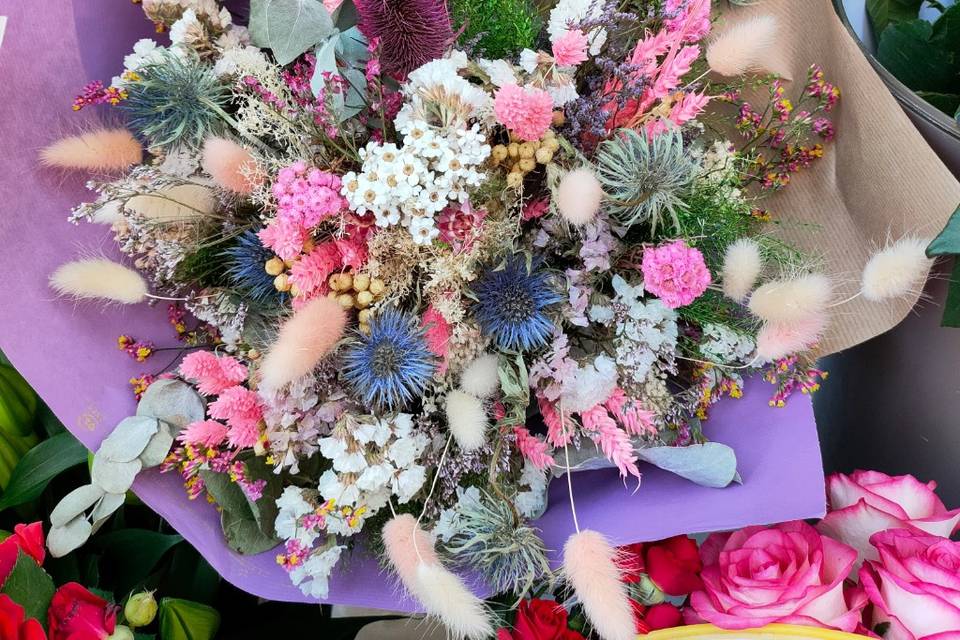 Bouquet de mariée fleurs séché