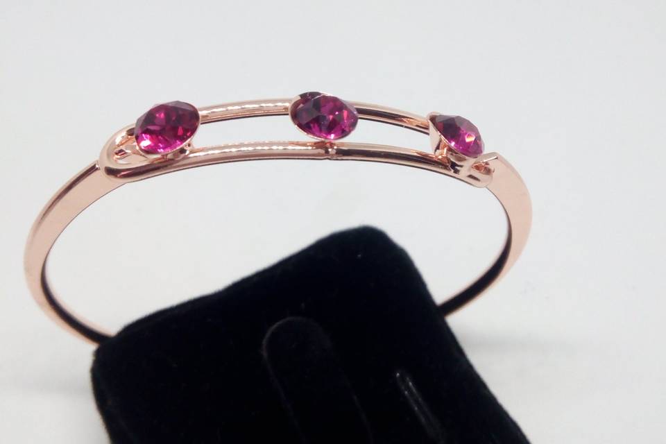 Bracelet rosé cristaux fushia