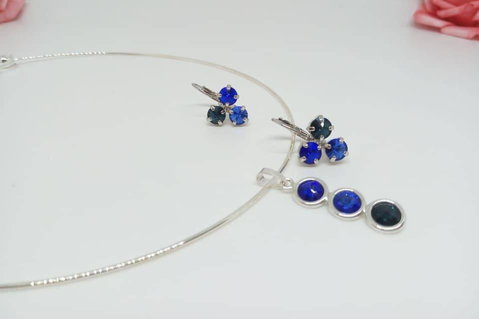 Parure cristal trio de bleu