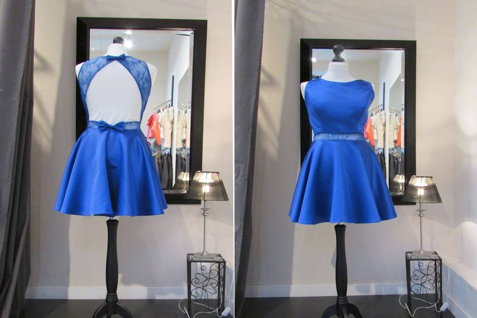 Robe de cocktail bleue dentelle