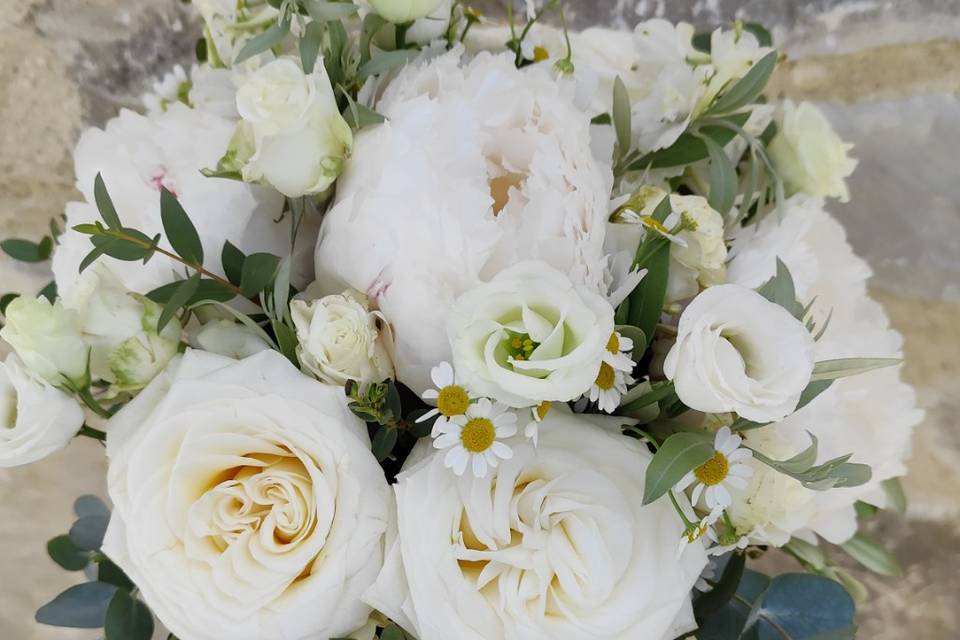 Bouquet champêtre blanc/vert