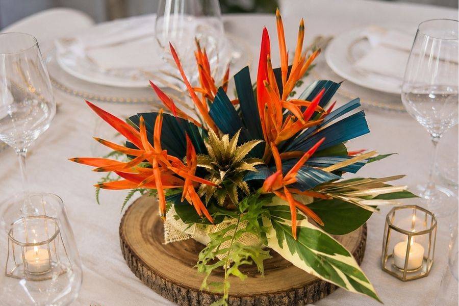 Centre table tropical rondin