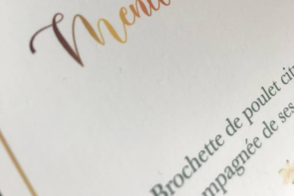 Menu mariage enfant