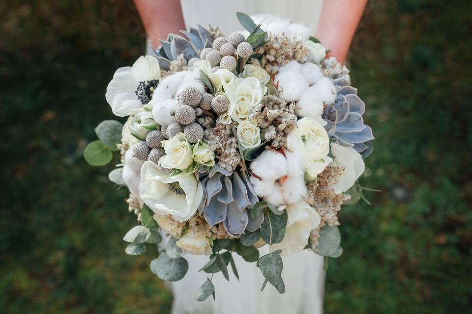 Bouquet de mariée hivernal