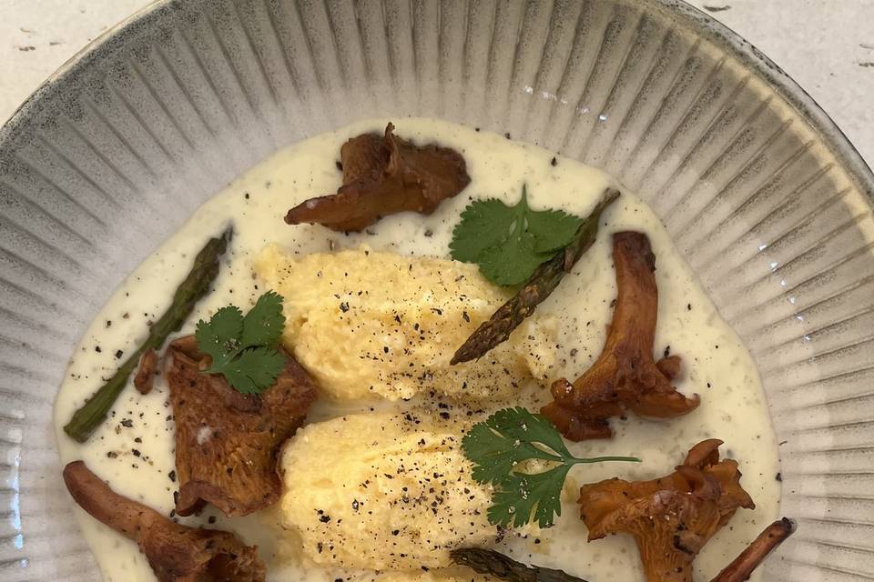 Polenta crémeuse, champignons