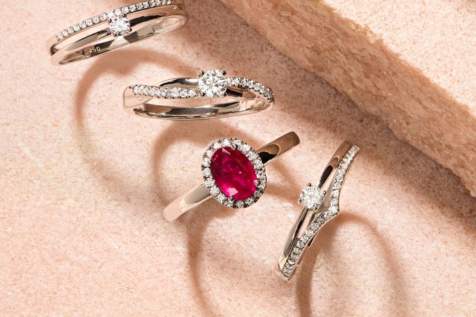 Or 750mil, diamants et rubis