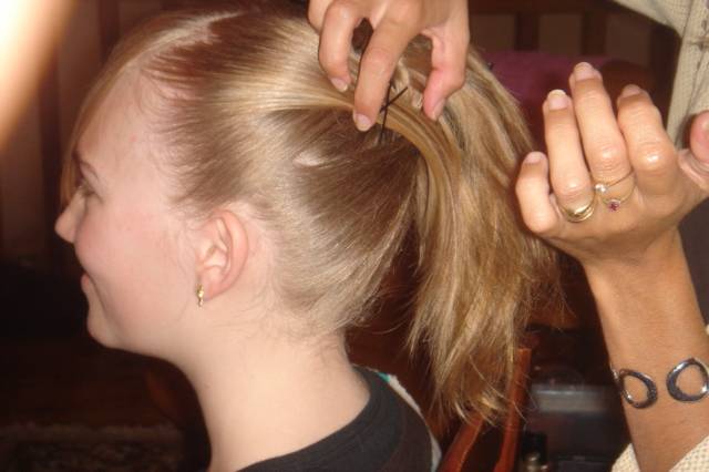 Préparation du chignon